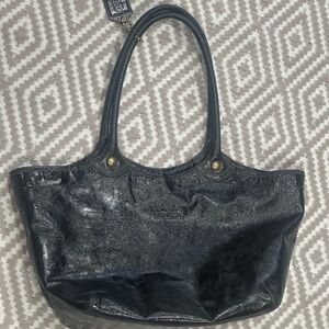 Coach Bleeker Tote Patened Leather Shiny Black Y2K Fashion